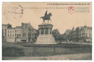 Liege - Statue Charlemagne et perspective du Boulevard Piercot