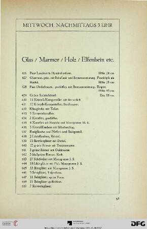 Glas / Marmor / Holz / Elfenbein etc. (Nr. 426-507)