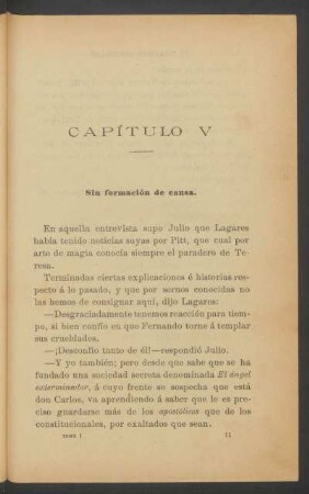 Capítulo V - Sin formación de causa.