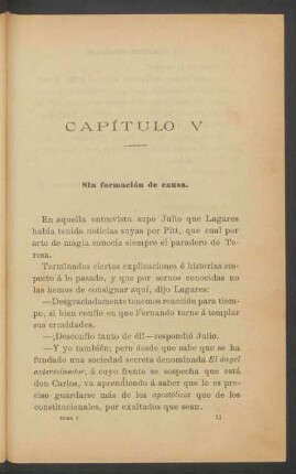 Capítulo V - Sin formación de causa.