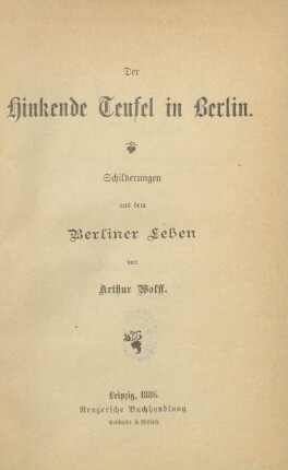 Der hinkende Teufel in Berlin : Schilderungen aus dem Berliner Leben