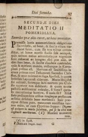 97-118, Meditatio II. Pomeridiana.
