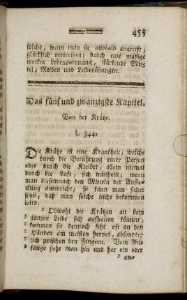 Das fünf und zwanzigste Kapitel. Von der Krätze. - Das sieben und zwanzigste Kapitel. Anleitung für die Kinder.