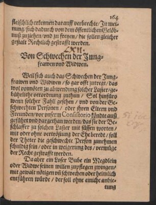 Von Schwechen der Jungfrawen und Widwen.