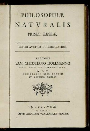 Philosophiæ Naturalis Primæ Lineæ