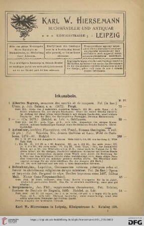 Inkunabeln (Nr. 1-62)