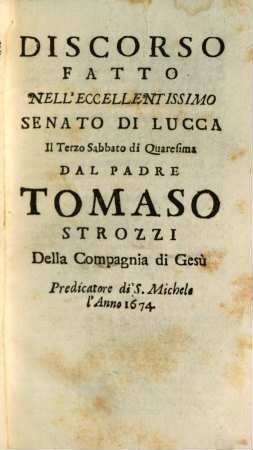 Raccolta Di Alcuni Discorsi, 1