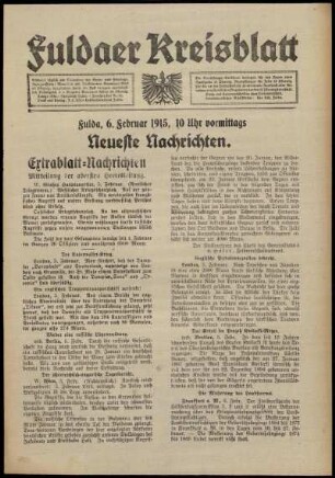 Erste Ausgabe vom Samstag, den 06. Februar 1915.