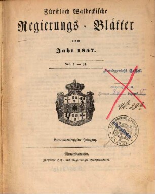 Fürstlich-Waldeckisches Regierungsblatt, 47. 1857