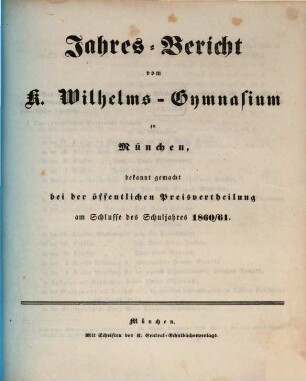 Jahresbericht. 1860/61