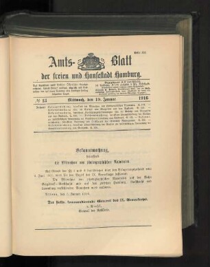 No. 13, 19. Januar 1916
