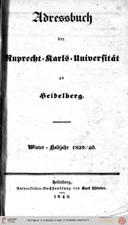 Wintersemester 1839/1840