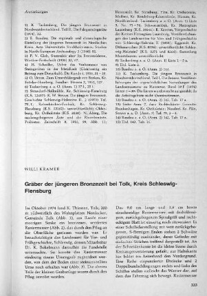 Gräber der jüngeren Bronzezeit bei Tolk, Kreis Schleswig-Flensburg