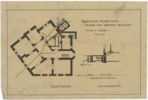 Billing, Hermann; Karlsruhe, Eisenlohrstr. / Bunsenstr. 22; Haus Muser - Kläranlage (Grundriss, Schnitt)