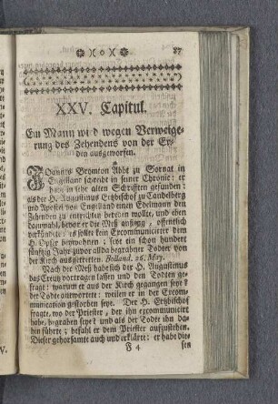 XXV. Capitul. Ein Mann wird wegen Verweigerung des Zehendens von der Erden ausgeworfen.