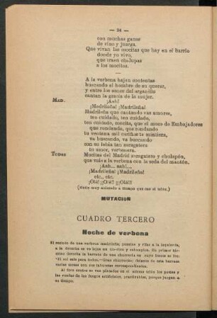 Cuadro tercero - Noche de verbena.