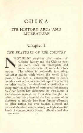 Chapter I. The features of the country