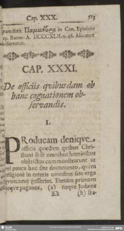 Cap. XXXI. De Officiis quibusdam ob hanc cognationem observandis