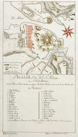 WHK 24 Deutscher Siebenjähriger Krieg 1756-1763: Plan der Belagerung von Fort St. Philippe auf Menorca durch die Franzosen unter Befehl des Marschalls von Richelieu, 8. Mai bis 29. Juni 1756