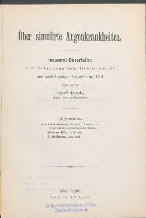Über simulirte Augenkrankheiten