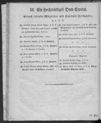 III. Ein Hochwürdiges Dom-Capitul.