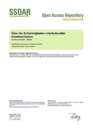 Über die Schwierigkeiten interkultureller Kommunikation