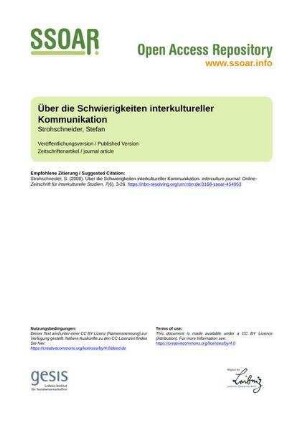 Über die Schwierigkeiten interkultureller Kommunikation