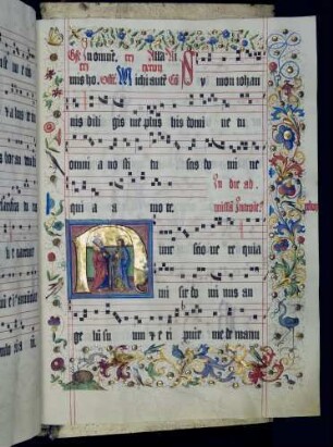 Historisierte Initiale: N(unc): Heilige Petrus und Paulus