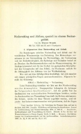 Niederschlag und Abfluss, speziell im oberen Neckargebiet