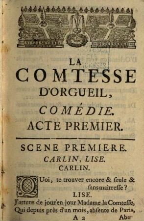 La Comtesse d'Orgueil : comédie en vers en cinq actes