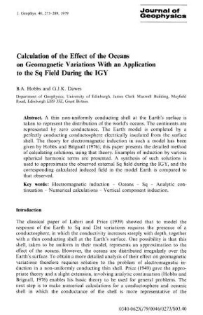 Calculation of the effect of the oceans on geomagnetic variatons with an application to the Sq field during the IGY