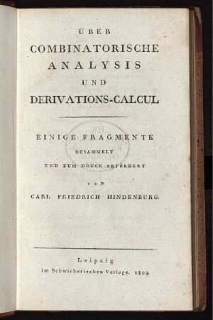 Über combinatorische Analysis und Derivations-Calcul