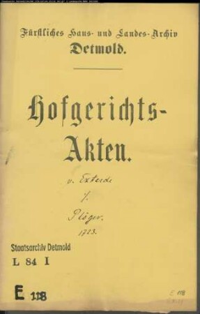 von Exterde, Dorothea Elisabeth gegen Plöger in Dehlentrup - Schuldforderung