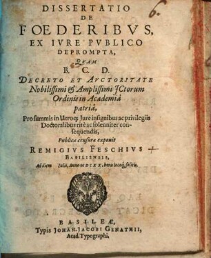 Diss. de foederibus, ex iure publico deprompta