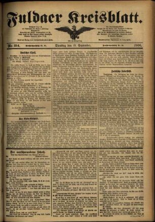 Ausgabe vom Dienstag, den 18. September 1906.
