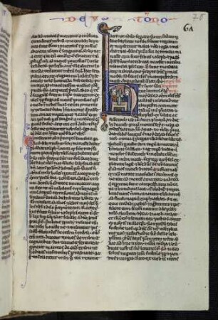 Historisierte Initiale (Deuteronium): (ec sunt verba que locutus est Moyses ad omnem Israel): Moses übergibt einem Vertreter der Israeliten die Gesetzestafel