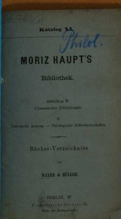 Katalog. 11. [ca. 1875] = Abth. 2