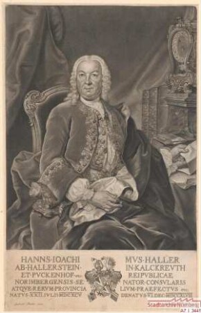 Hans Joachim (II.) Haller, Ratsherr und Landpfleger; geb. 22. Juli 1695; gest. 6. Dezember 1748