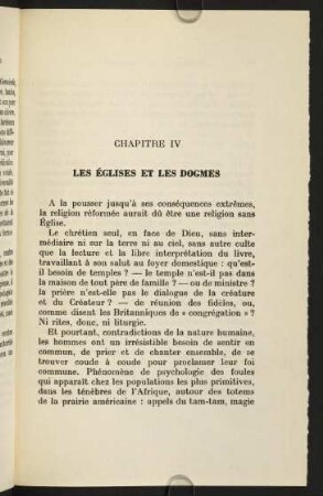 Chapitre IV. Les églises et les dogmes
