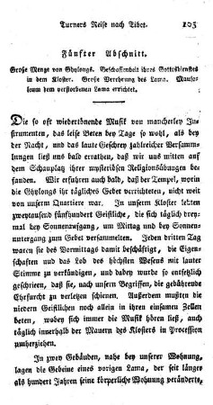 Fünfter Abschnitt: Große Menge von Ghylongs. Beschaffenheit ihres Gottesdienstes im Kloster. Verehrung des Lama. Mausoleum des letztverstorbenen.
