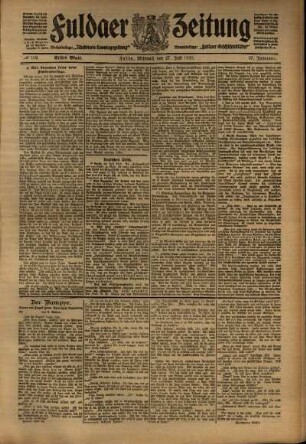 Erste Ausgabe vom Mittwoch, den 27. Juli 1910.