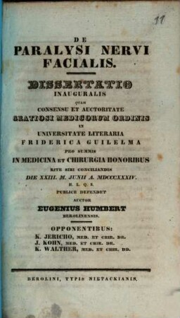 De paralysi nervi facialis : diss. inaug.