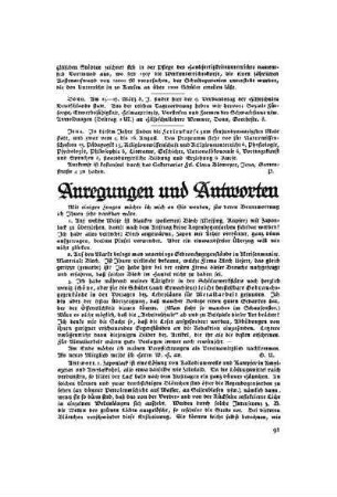 Anregungen und Antworten