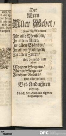 Der Kern Aller Gebet [...].