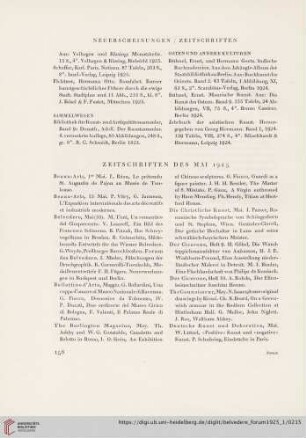 Zeitschiften des Mai 1925