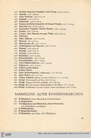 Sammlung alter Kinderhäubchen (Nr. 505-520)