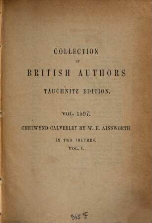 Chetwynd Calverley : a tale. 1