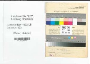 Entnazifizierung Heinrich Winter , geb. 28.08.1891 (Kreisoberrentmeister)