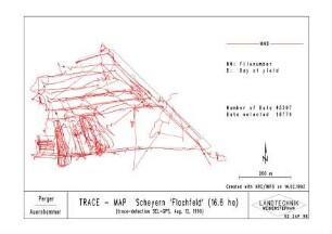 Trace - Map Scheyern 'Flachfeld' (16.6 ha) (trace detection SEL-GPS, Aug. 12, 1990)