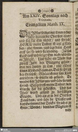 Am XXIV. Sonntage nach Trinitatis. Evangelium Matth. IX